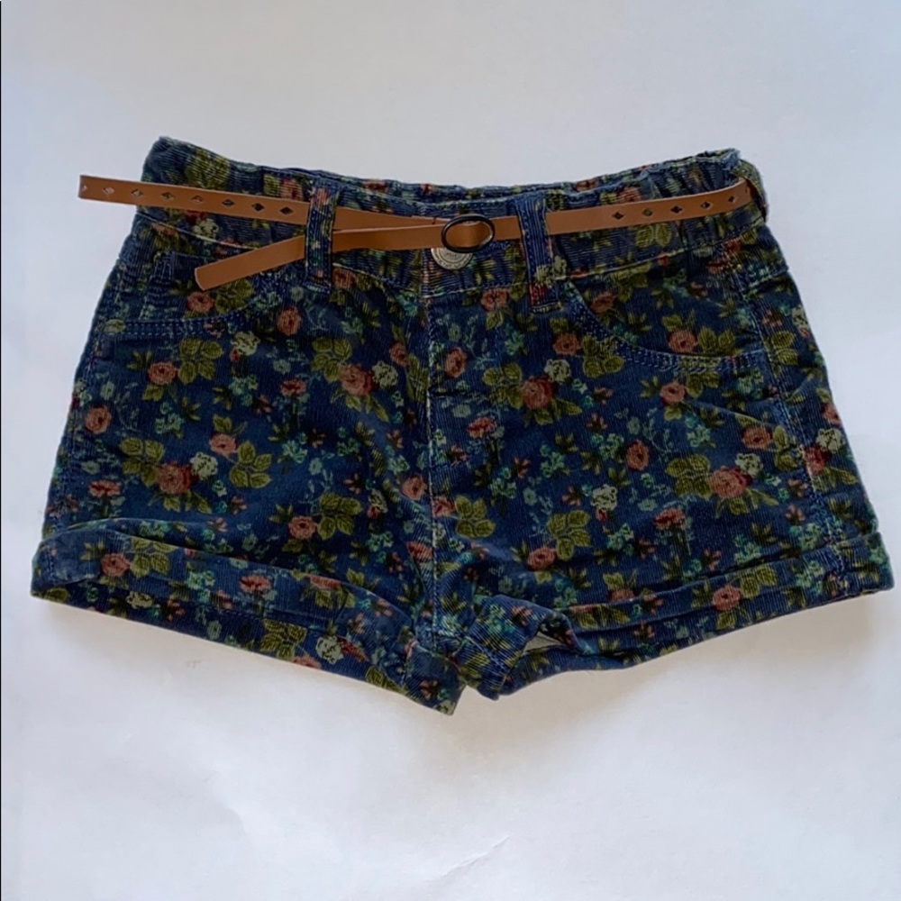 ZARA Floral Corduroy Shorts